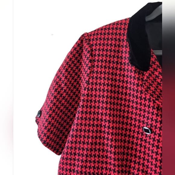 Vintage Red Houndstooth Short Sleeve Blazer - Picture 3 of 4